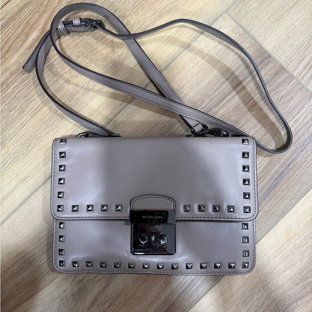 Michael Kors Taupe Studded Crossbody Bag